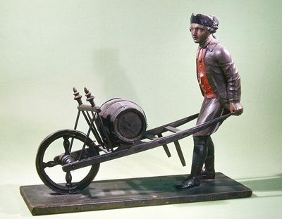 Sign Representing a Vinegar Seller with His Barrow by French School